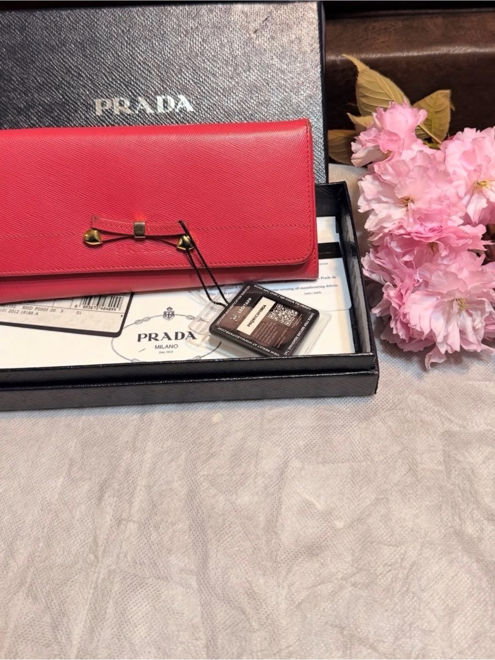 Prada Pink Saffiano Leather Wallet Clutch